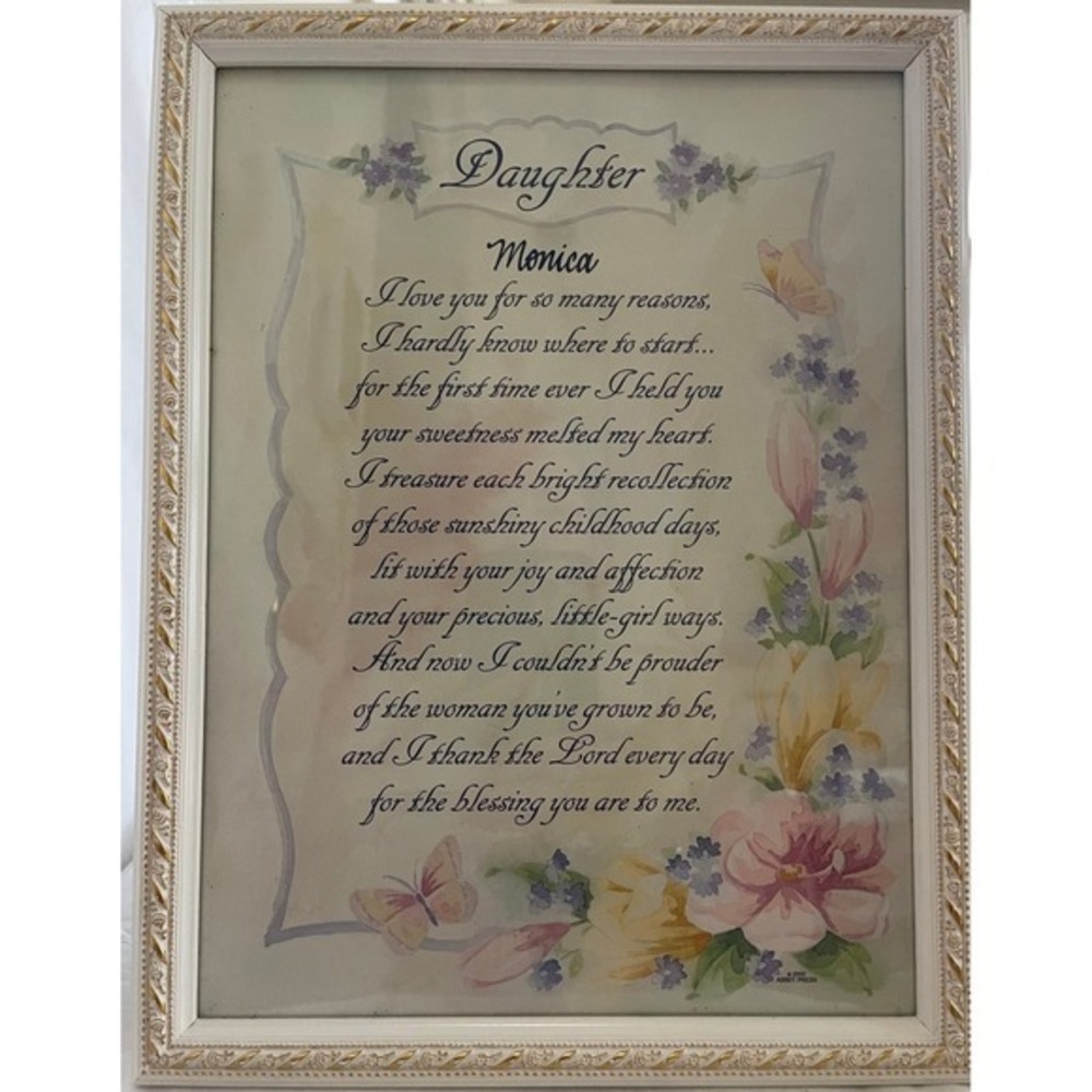 Vintage Abbey Press Daughter Monica Personalized Framed Poem Wall Art 2000 Decor